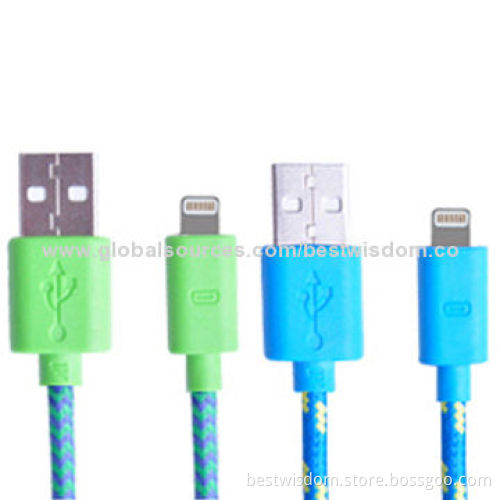 Braided Lightning USB Cables for iPhone 5, iPad Mini with Charge and Sync Functions